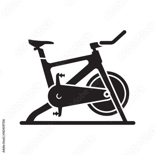 Silhouette of an Indoor Exercise Bike for Fitness and Gym Workouts Vector Icon