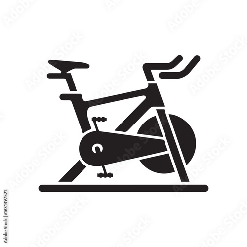 Silhouette of an Indoor Exercise Bike for Fitness and Gym Workouts Vector Icon