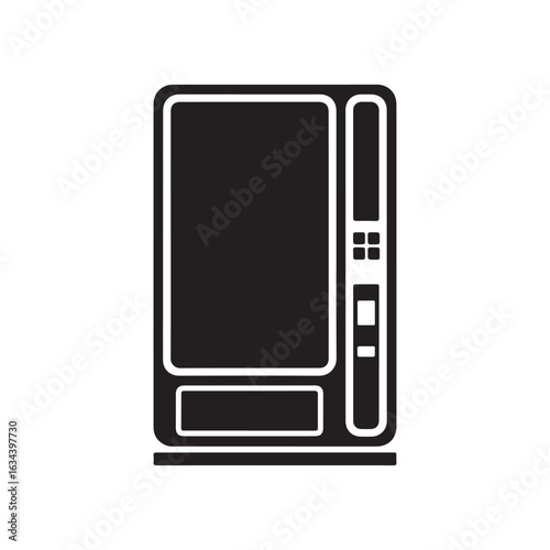 Vending Machine for Snacks and Drinks Black Silhouette Vector Icon