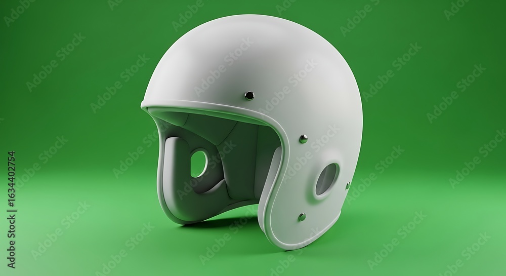 Fototapeta premium White Helmet on Green Background Conceptual Safety Protection