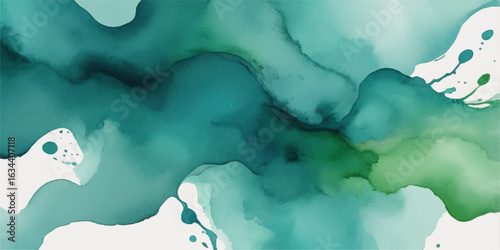 Abstract light blue watercolour background with texture and water drops, reminiscent of a cold winter sky