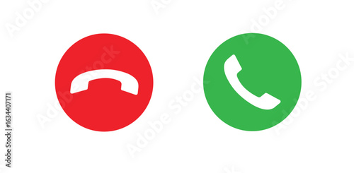 Red and Green Phone Call Icons – Flat Communication Buttons
