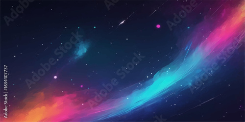 Abstract space background with bright stars and cosmic galaxy in dark night sky