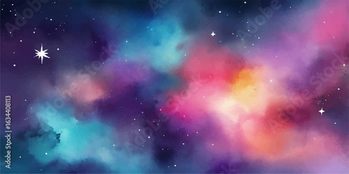 Abstract space background with stars galaxy nebula and bright cosmic sky at night