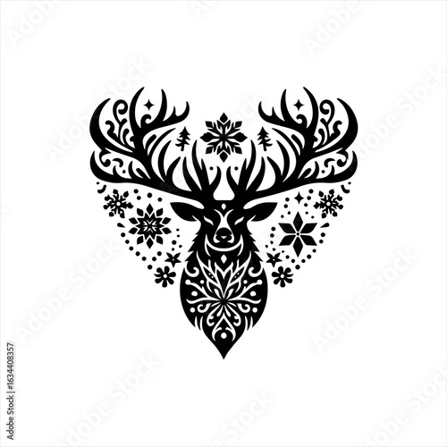 Deer heart with snowflakes