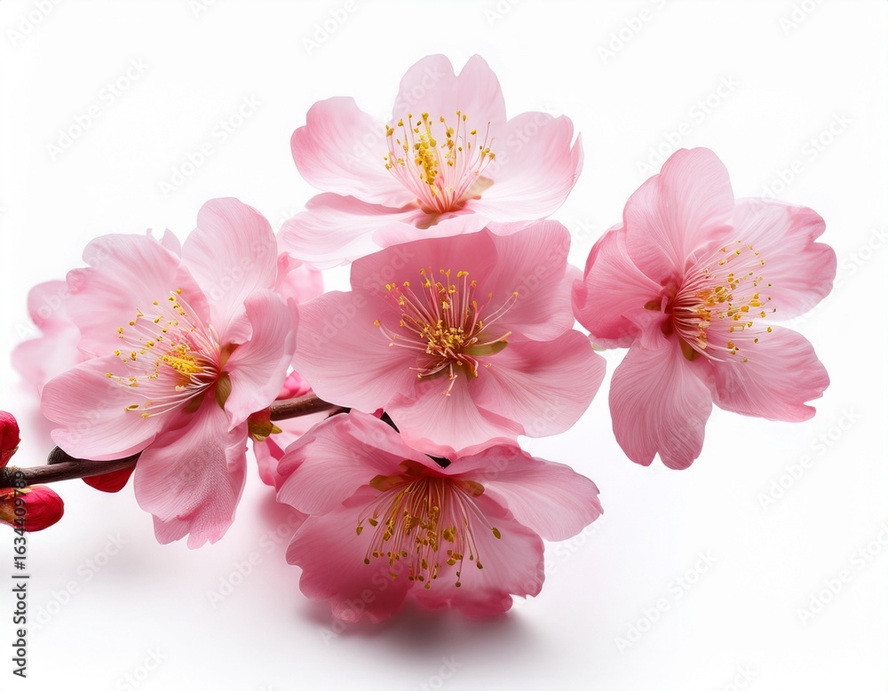 Fototapeta premium pink cherry blossom flowers blooming beautifully isolated on white