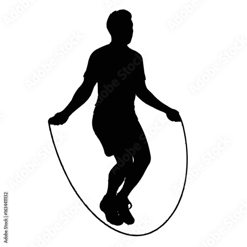 Man jumping rope silhouette for dynamic fitness training and cardio workout design