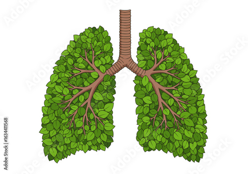 Healthy Green Lungs Made of Lush Tree Leaves and Branches.