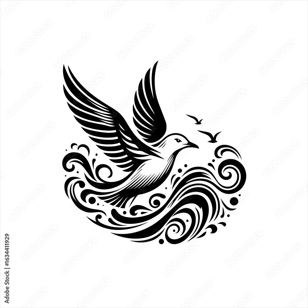 Obraz premium A bird flying over water