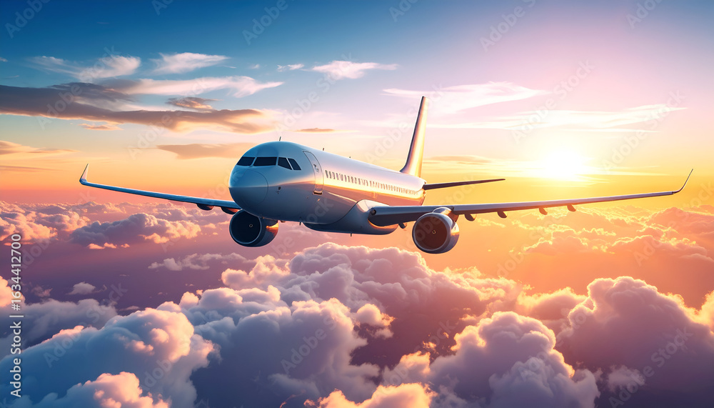 Fototapeta premium airplane flying over the clouds