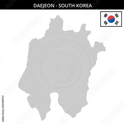 Daejeon South Korea map with concentric circle design