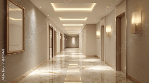 Empty hotel corridor elegant interior