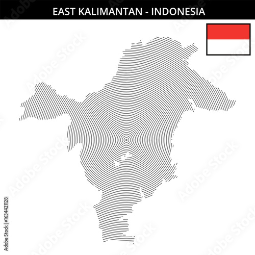 Maps of East Kalimantan Indonesia with country flag representation