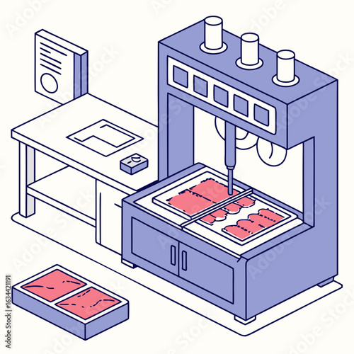 Isometric Illustration of Automated Food Processing Machine