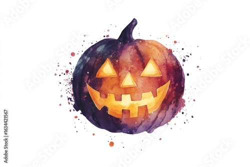 Halloween in Watercolor style watercolor jack-o'-lantern jack-o-lantern.