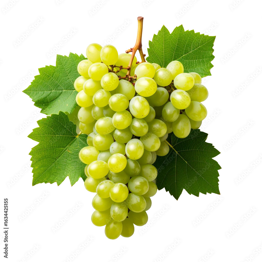 Obraz premium bunch of green grapes isolated on transparent background, png