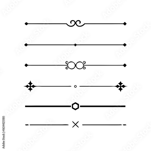 text dividers doodle set. Wedding decorative elements. Divider ornament, borders, floral, vintage line separators. Hand drawn vector illustration isolated on white background. Set page dividers.	