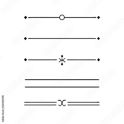 text dividers doodle set. Wedding decorative elements. Divider ornament, borders, floral, vintage line separators. Hand drawn vector illustration isolated on white background. Set page dividers.	