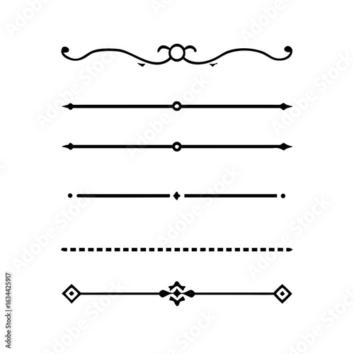 Wedding decorative elements. Divider ornament, borders, vintage line separators. Hand drawn vector illustration isolated on white background.gold ornament decorate frame border pattern Thai art	