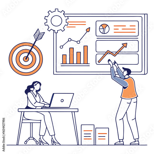 Social Media Marketing Growth Strategy Vector Illustration