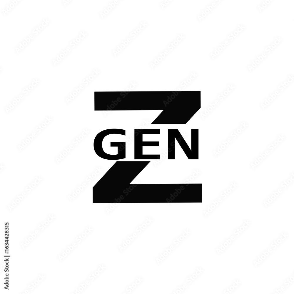 Obraz premium Minimalist “Gen Z” Logo in Bold Black Font