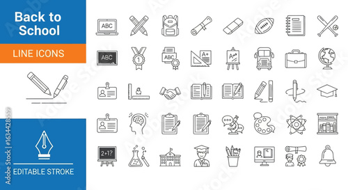Beach and summer vacation line icon set. A comprehensive collection of symbols for travel, seaside holidays, and tropical life.