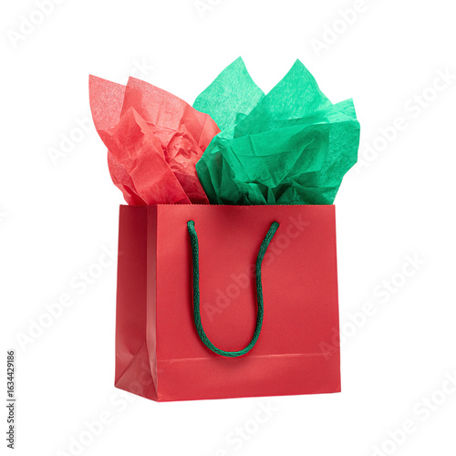 A gift bag with tissues isolated on transparent background