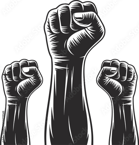 Raised fist vector, power hand illustration, protest revolution graphic, solidarity symbol design, unity revolution artwork, black resistance art, political activism clipart, freedom fist icon