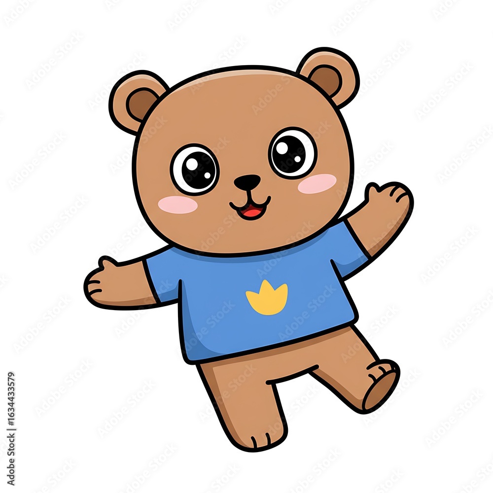 Fototapeta premium Joyful Brown Bear Cartoon: Happy, Cute Illustration