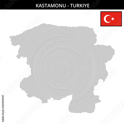 Kastamonu map design featuring Turkey national flag