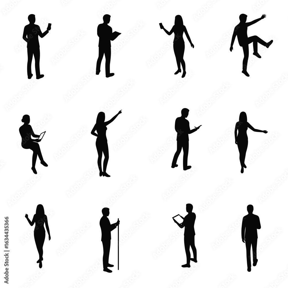 Fototapeta premium Silhouettes of People in Various Poses