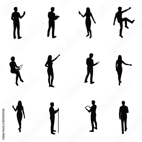 Silhouettes of People in Various Poses