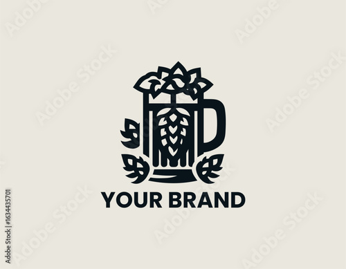 Beer Hops Mug Vector Logo Design