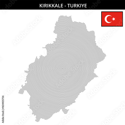 Kırıkkale city map with Turkey flag showcasing geographical outline