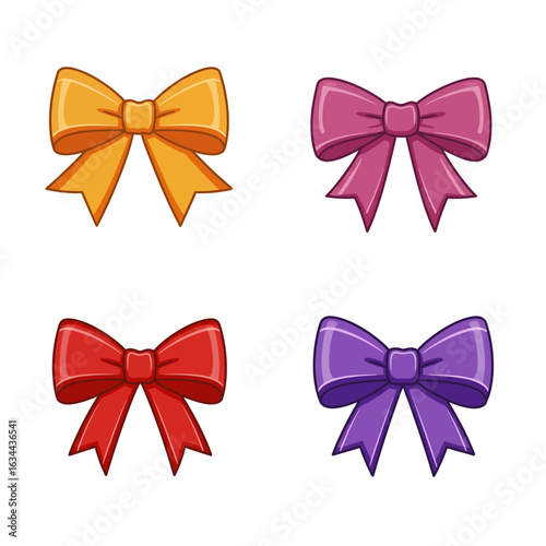 A Collection of Four Colorful Bows in Different Colors
