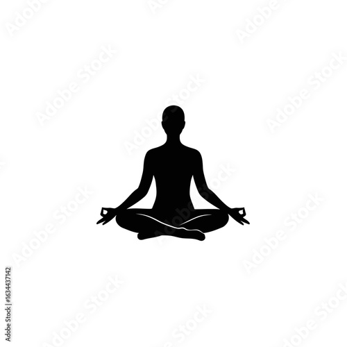A person in meditation posture with eyes closed and hands on knees