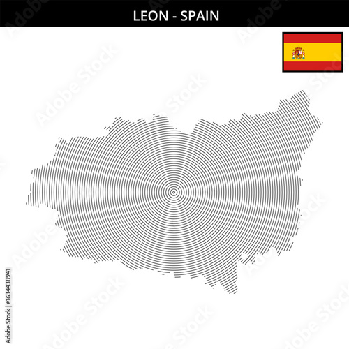 Geographical representation of Leon Spain with flag design