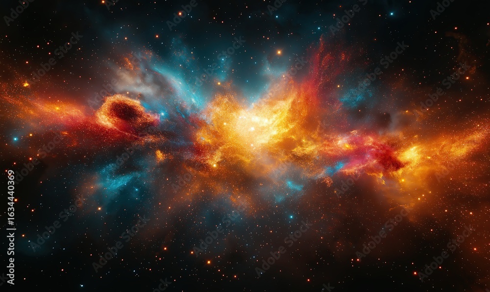 Fototapeta premium Colorful cosmic nebula showcases vibrant stellar activity.
