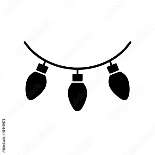 Filled Christmas lights icon – festive string bulbs decoration