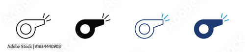 Whistle icon set in outline and glyph style. vector illustration.