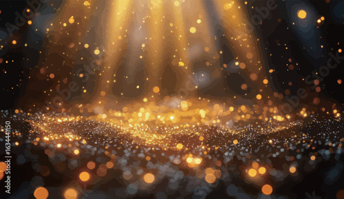 A bright yellow background with a lot of sparkles. The sparkles are scattered all over the background, creating a sense of movement and energy. Scene is lively and festive