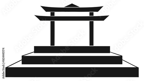 monochrome ink brush japanese style podium
