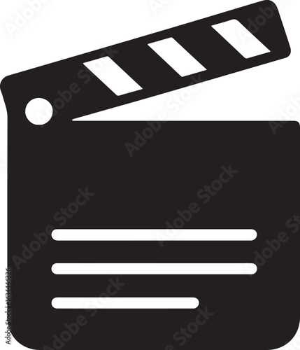 Silhouette of behind the scenes clapper icon symbolizing film production, directing, and movie making tools.