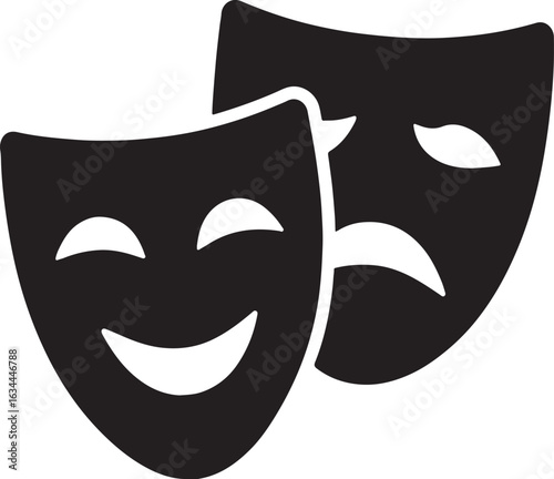 Wallpaper Mural Silhouette of actor’s comedy and tragedy masks symbolizing theater, drama, performance, and classic arts. Torontodigital.ca