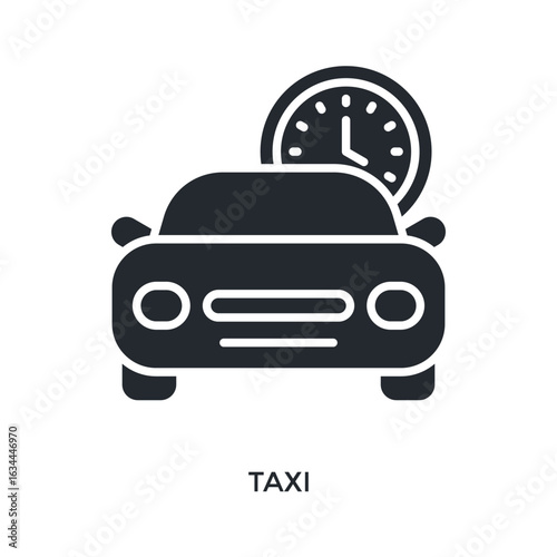 Taxi Icon Glyph Style. Vector Illustration For Graphic Design