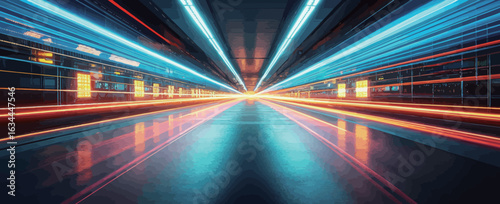 A bright blue line of light with a lot of sparkles. The sparkles are blue and yellow, creating a sense of movement and energy. The line of light seems to be moving through space