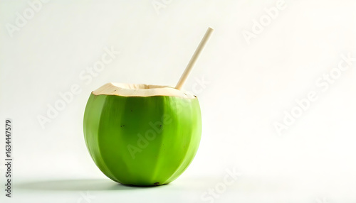 green coconut water isolated on white background
