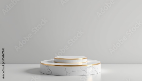 Rendering of a luxurious marble display stand minimalist interior digital artwork contemporary design