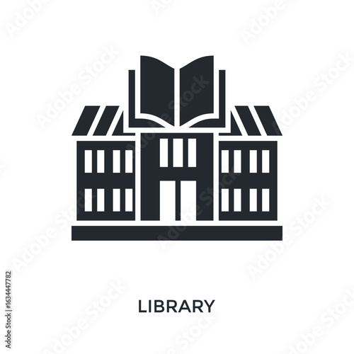 Library Icon Glyph Style. Vector Illustration For Graphic Design