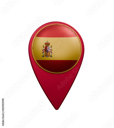 Spain national flag isolated on transparent background. Map pointer symbol for website, gps navigator, apps. Illustration in flat design. Location marker. Geolocation mark on the map. Free Download Spain national flag isolated on transparent background. Map pointer symbol for website, gps navigator, apps. Illustration in flat design. Location marker. Geolocation mark on the map. - GFXLoad